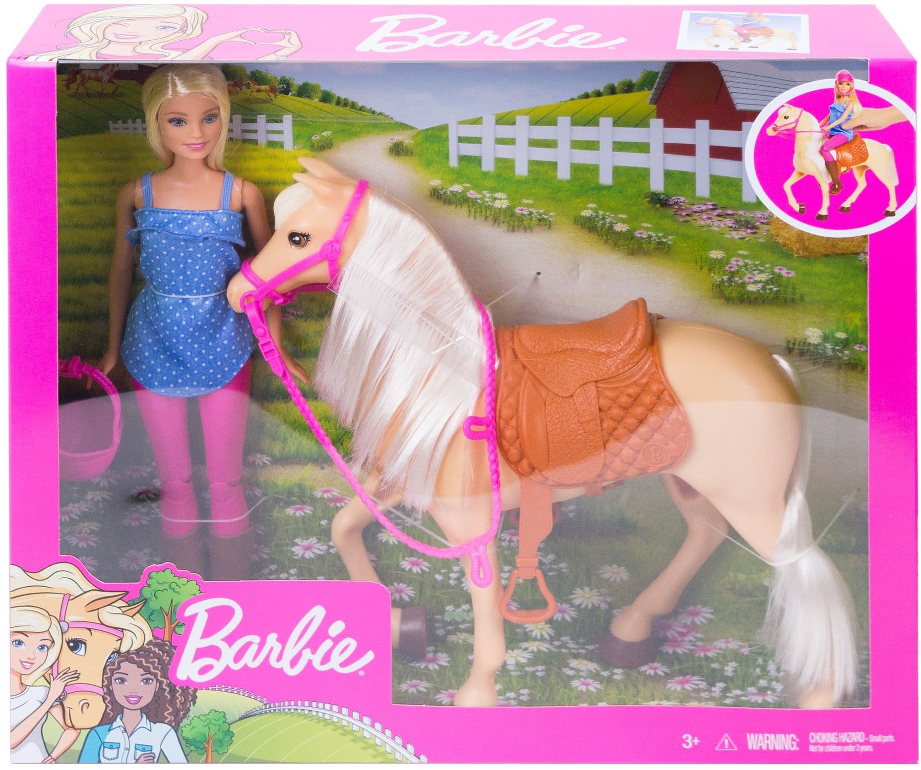 Barbie Pferd mit Puppe (blond), Anziehpuppe, Modepuppe, Pferde