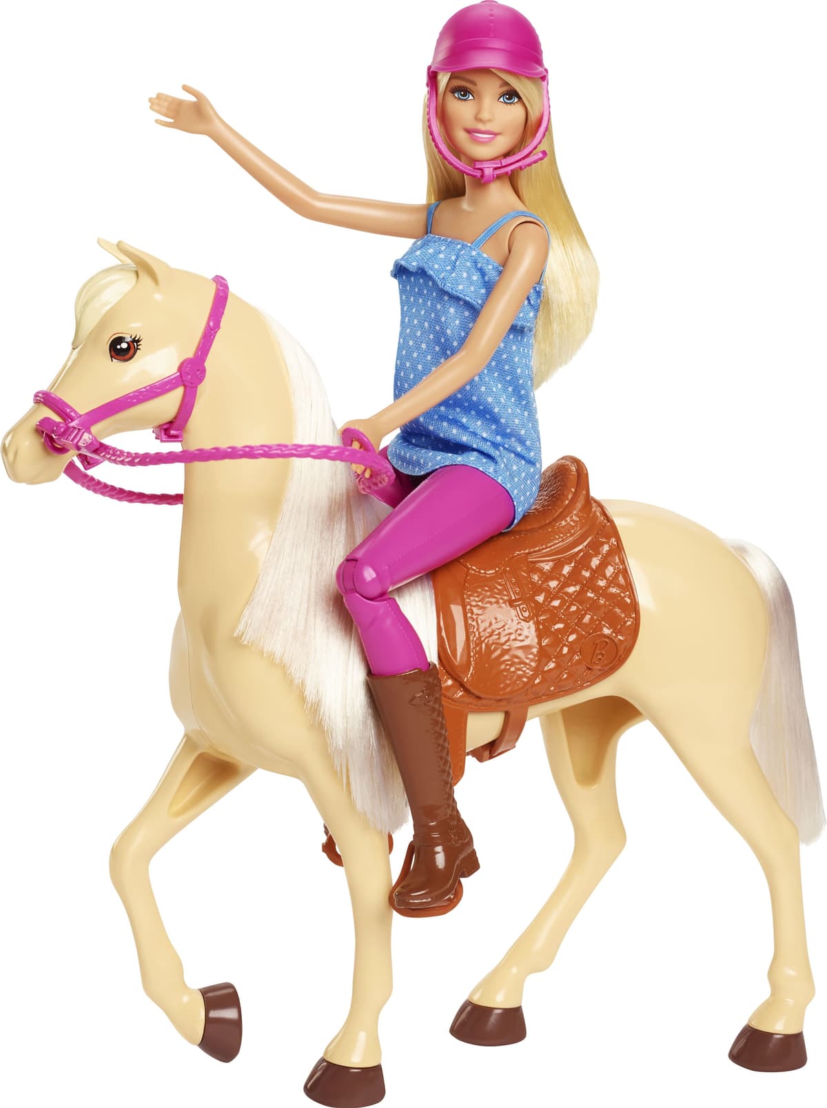 Barbie Pferd mit Puppe (blond)