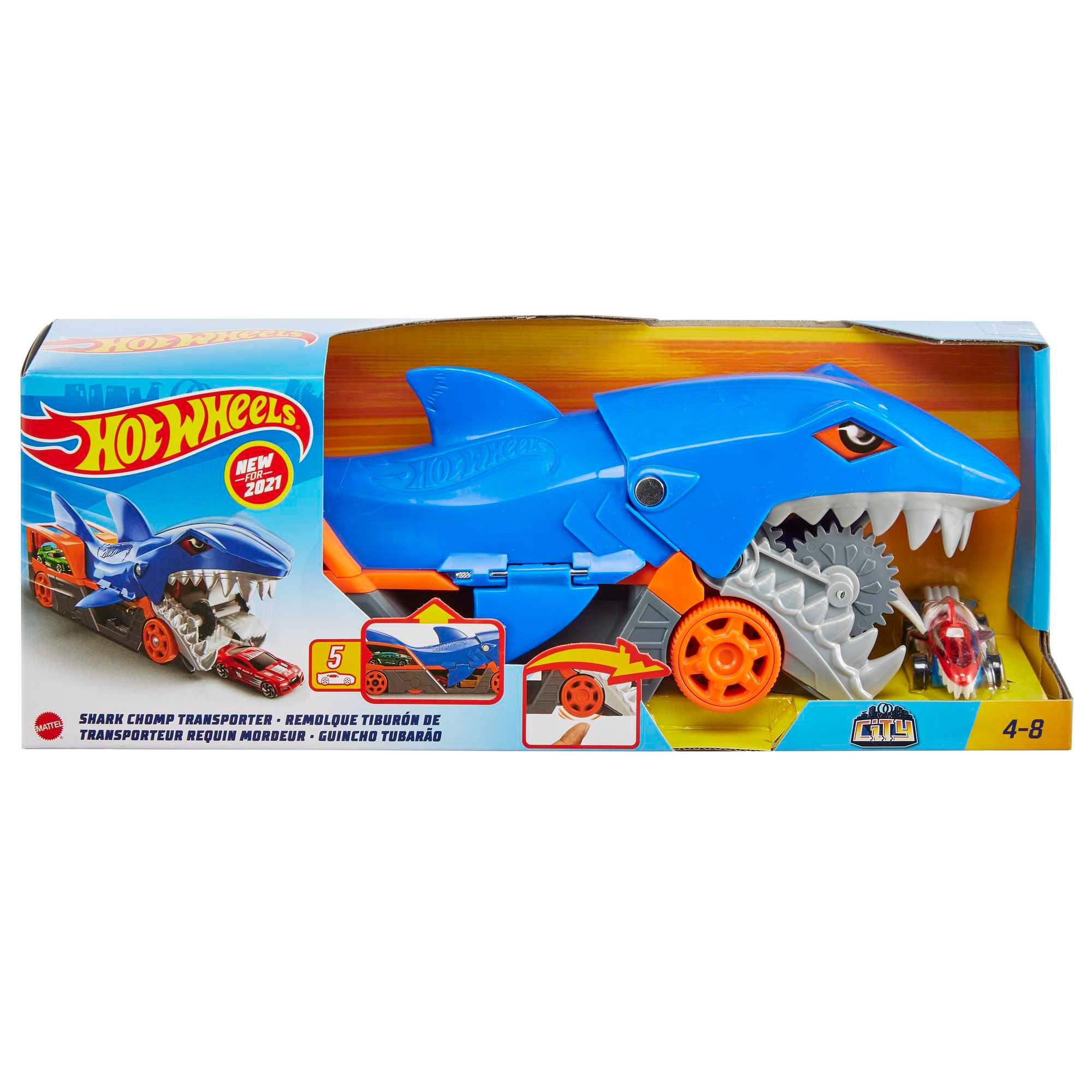 Produktbild Hot Wheels Hungriger Hai-Transporter für bis zu 5 Spielzeugautos 3 von 7