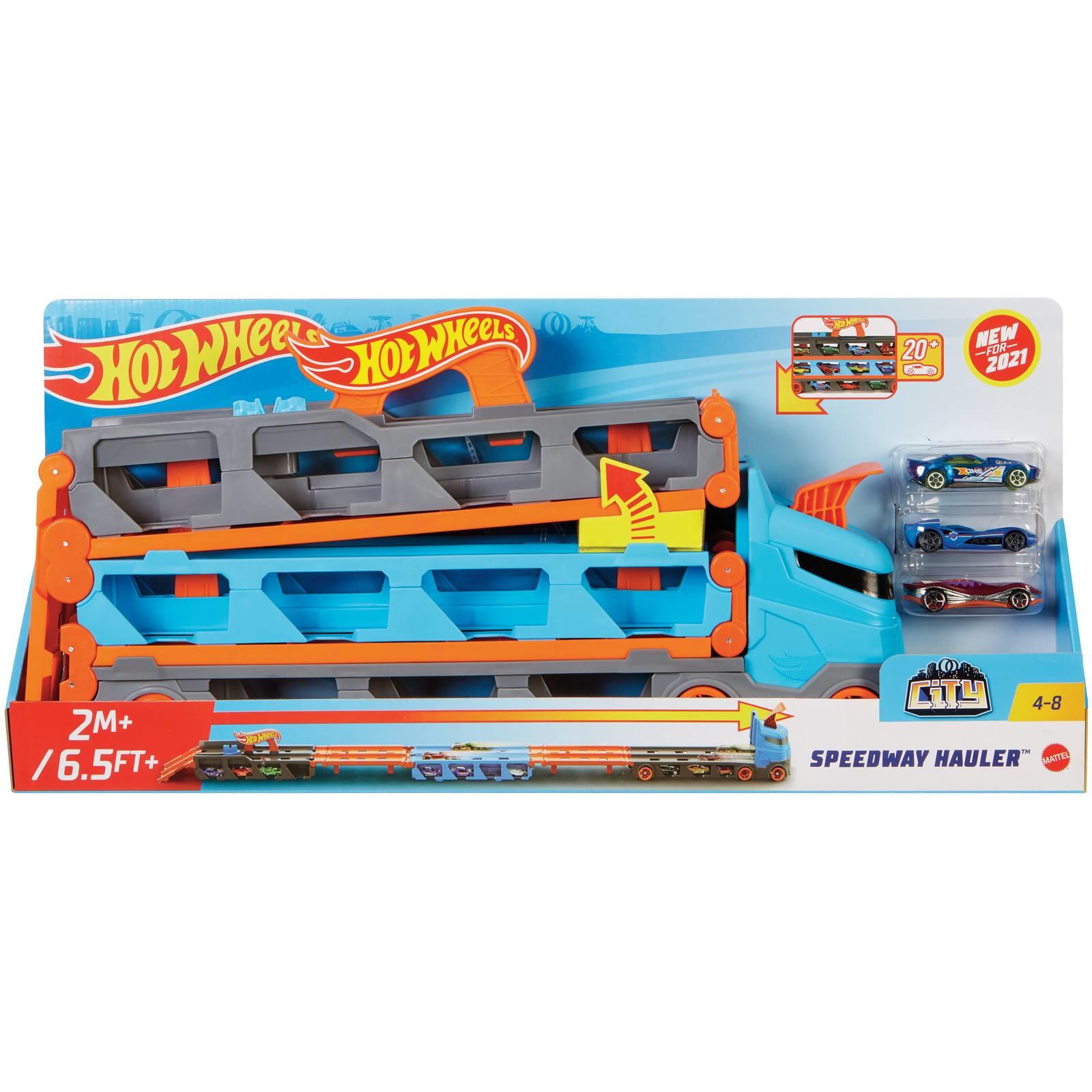 Produktbild Hot Wheels 2-in-1 Rennbahn-Transporter inkl. 3 Spielzeugautos 2 von 7
