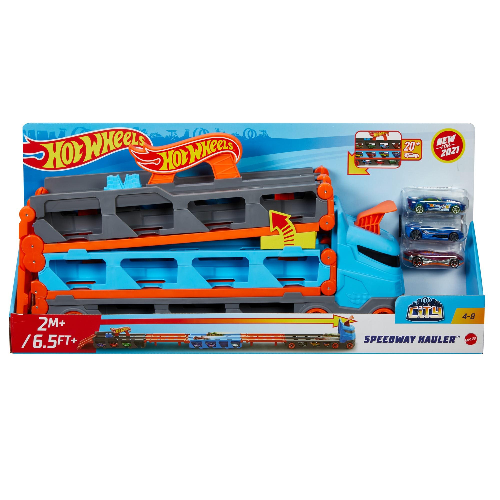 Produktbild Hot Wheels 2-in-1 Rennbahn-Transporter inkl. 3 Spielzeugautos 3 von 7