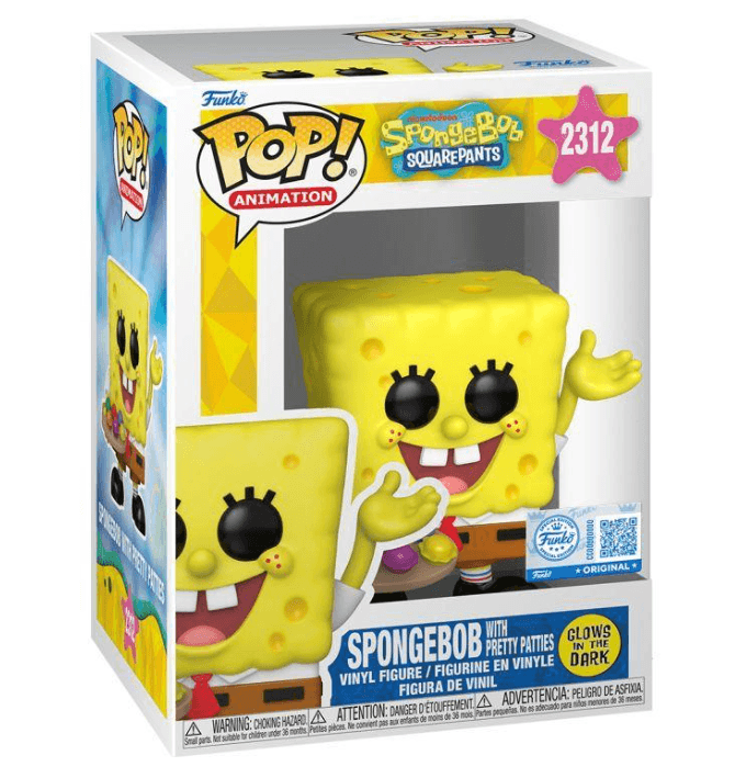 Funko - POP! - Animation SpongeBob mit Pretty Patties – Glow‑in‑the‑Dark Vinylfigur ca. 9 cm