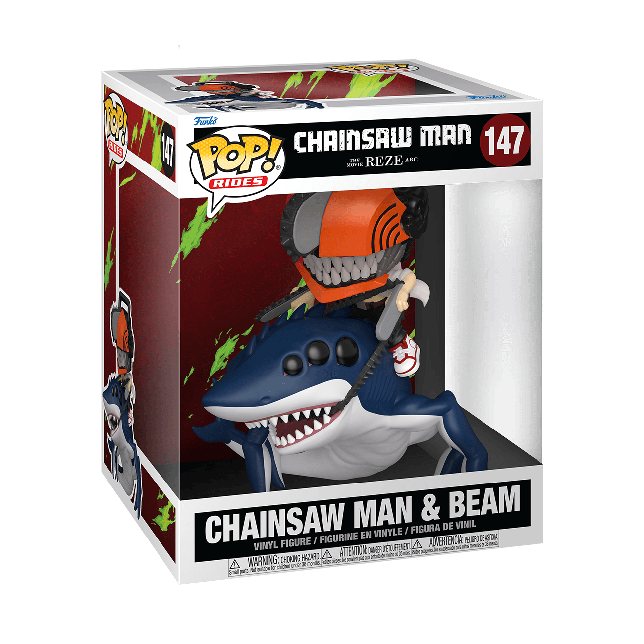 Funko POP! Rides Deluxe Chainsaw Man & Beam #147 Vinylfigur ca. 15 cm