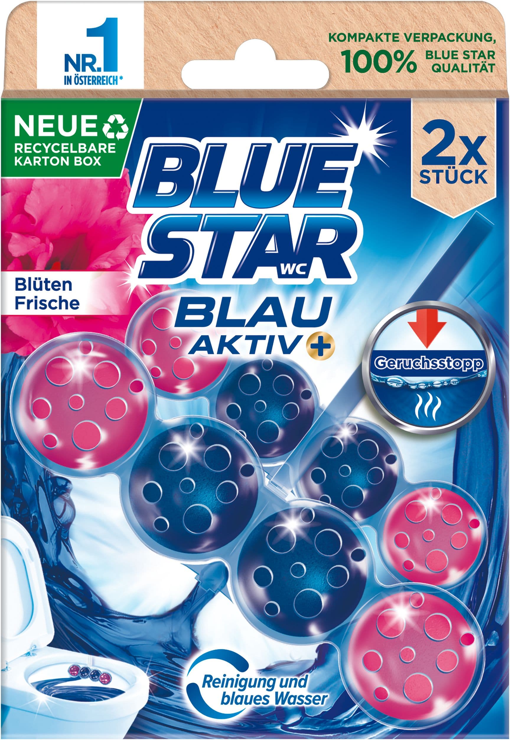 Blue Star WC-Steine Blau Aktiv Blütenfrische