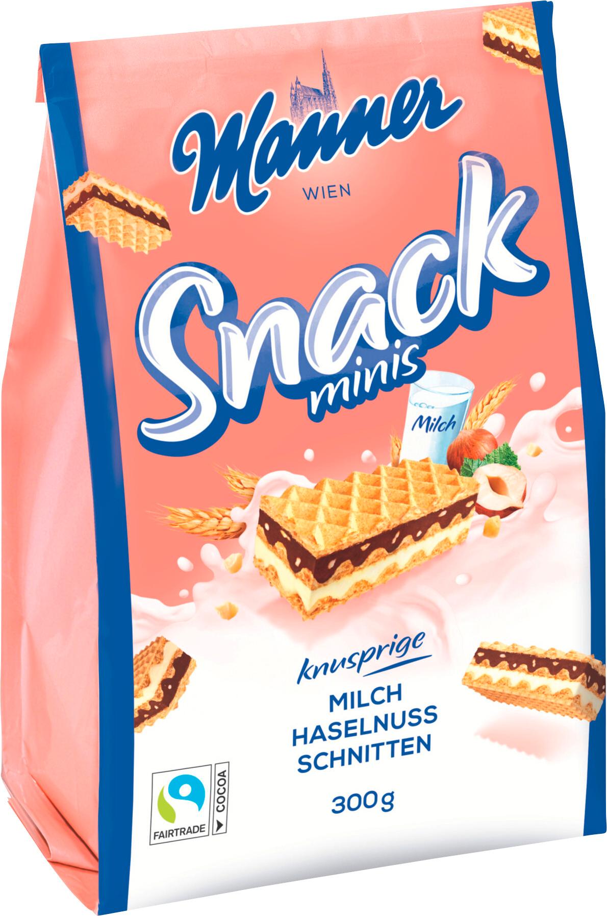 Produktbild Manner Snack Minis Milch Haselnuss Schnitten 2 von 3
