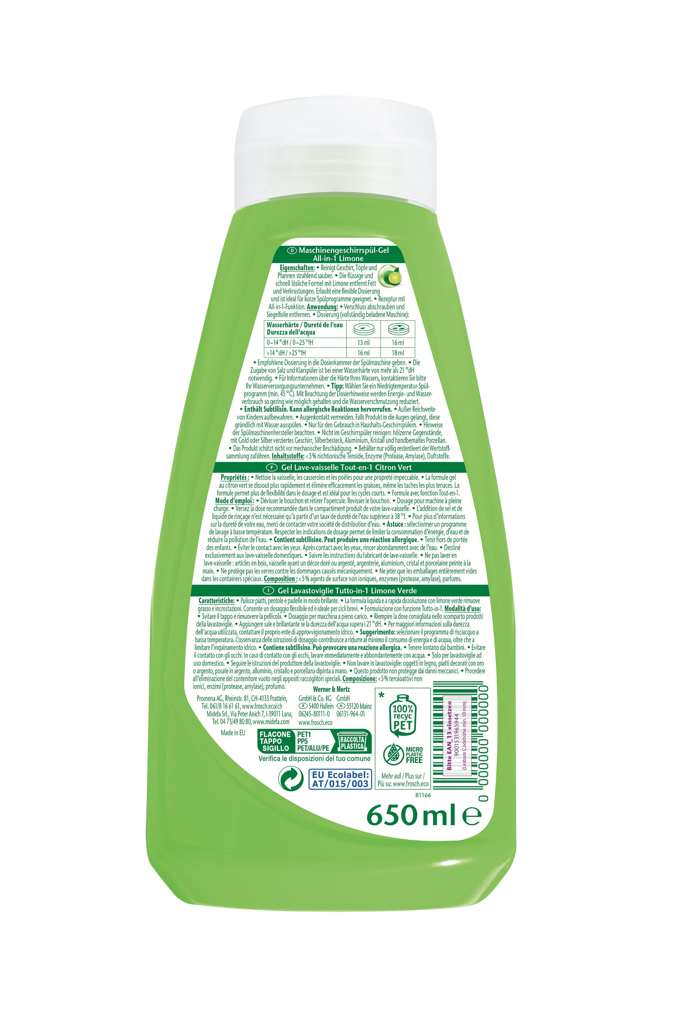 Produktbild Frosch Maschinengeschirrspül-Gel All-in-1 Limone 2 von 2