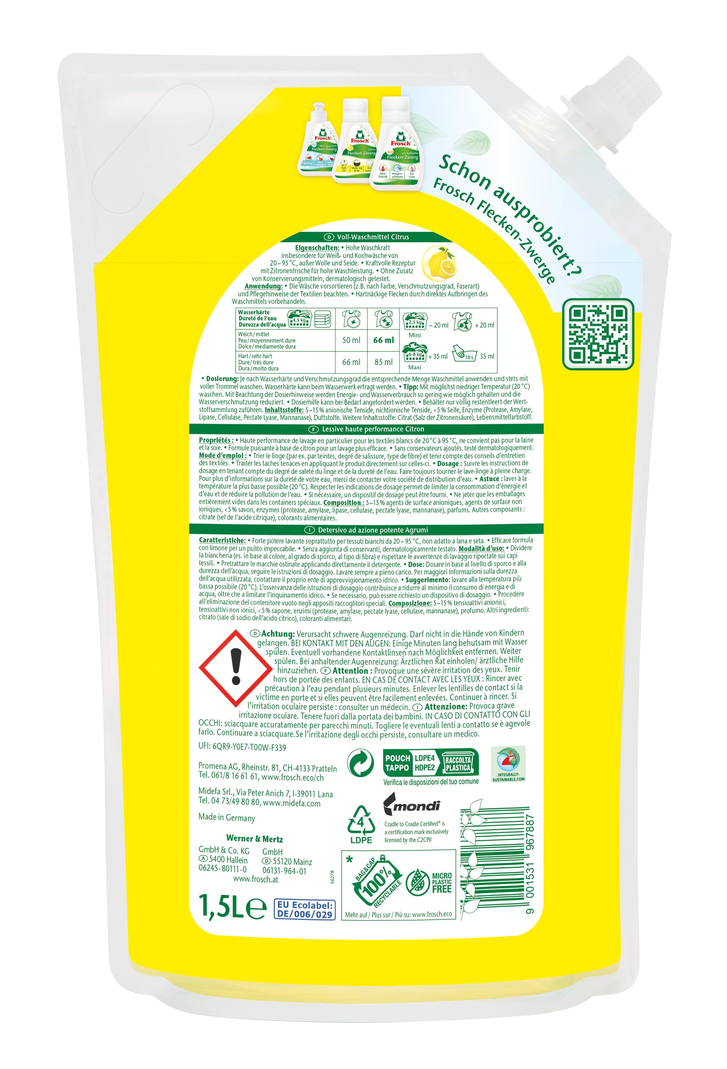 Produktbild Frosch Vollwaschmittel Citrus 2 von 2