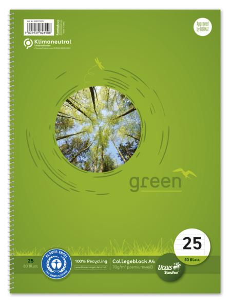 Ursus Green Collegeblock A4 80 Blatt Lineatur 25