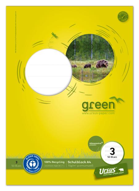 Ursus Green Schulblock Lineatur 3 A4 50 Blatt