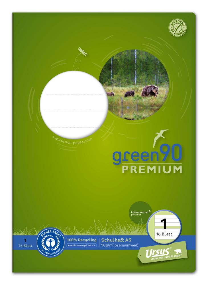 Produktbild Ursus Green Premium Heft A5 16 Blatt Lineatur 1 farbig 2 von 3