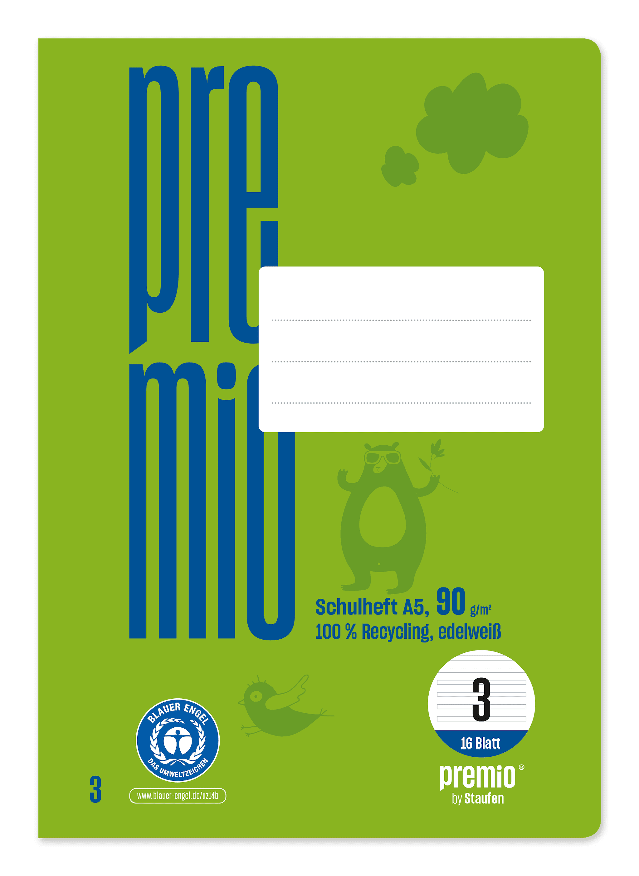 Ursus Green Premium Heft A5 16 Blatt Lineatur 3