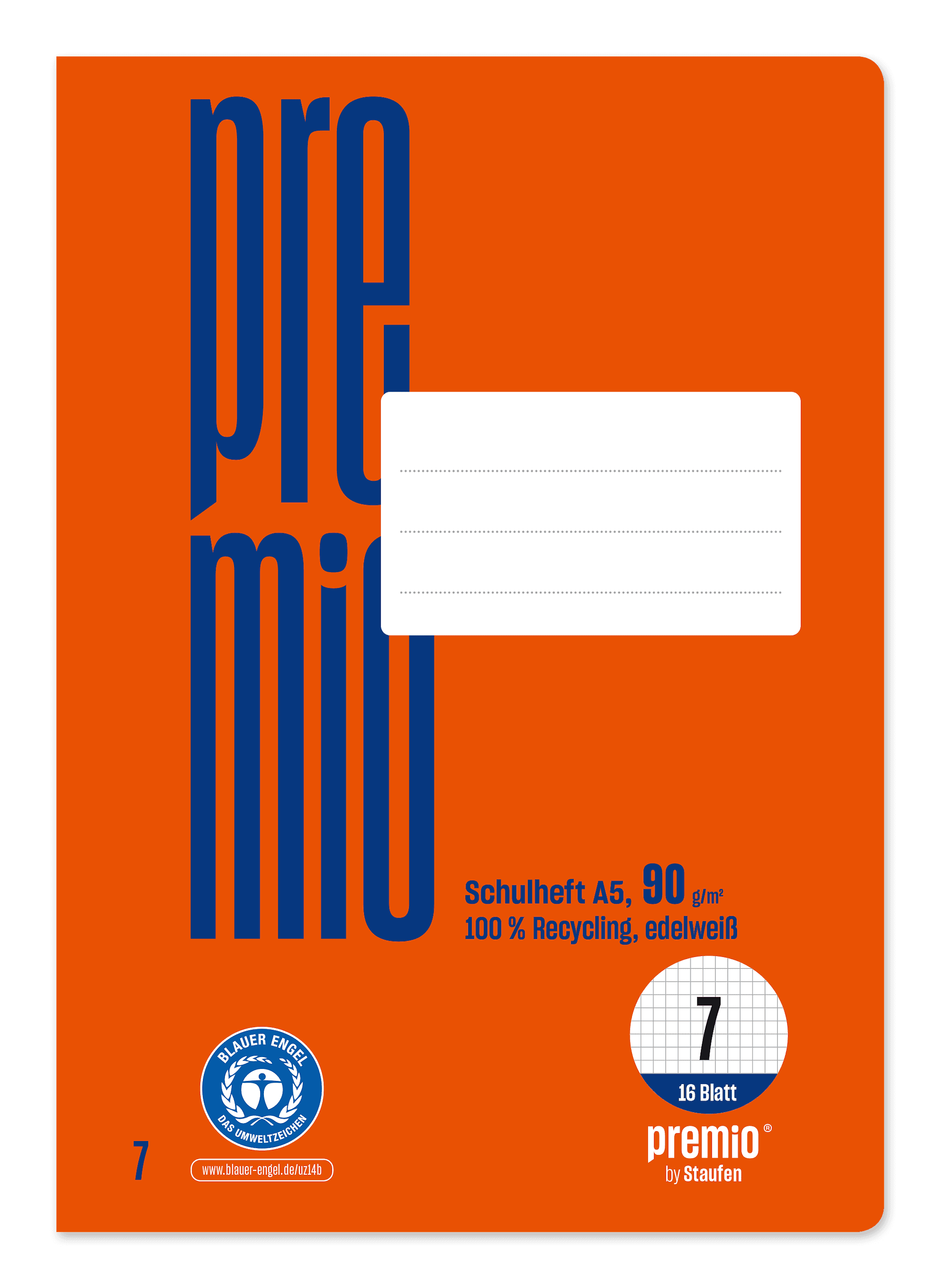 Premio Schulheft Lin7 A5 16 Blatt 90g/m² rot 7mm kariert