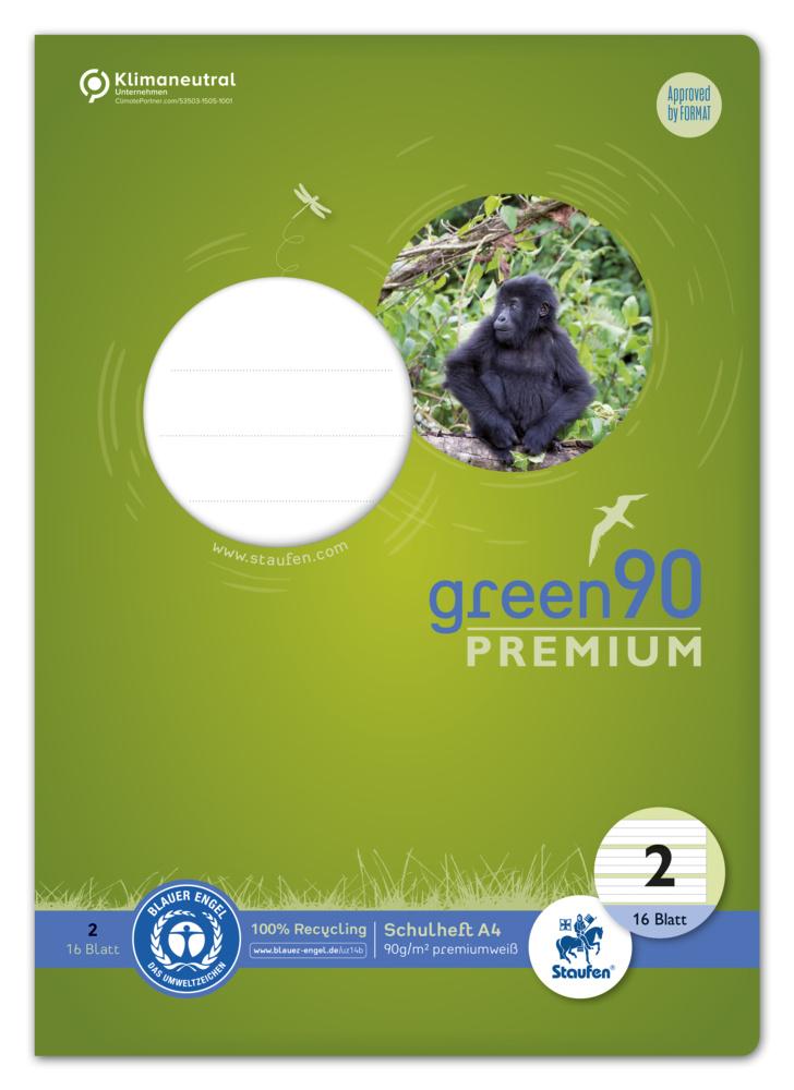 Ursus Green Premium Heft A4 16 Blatt Lineatur 2 farbig