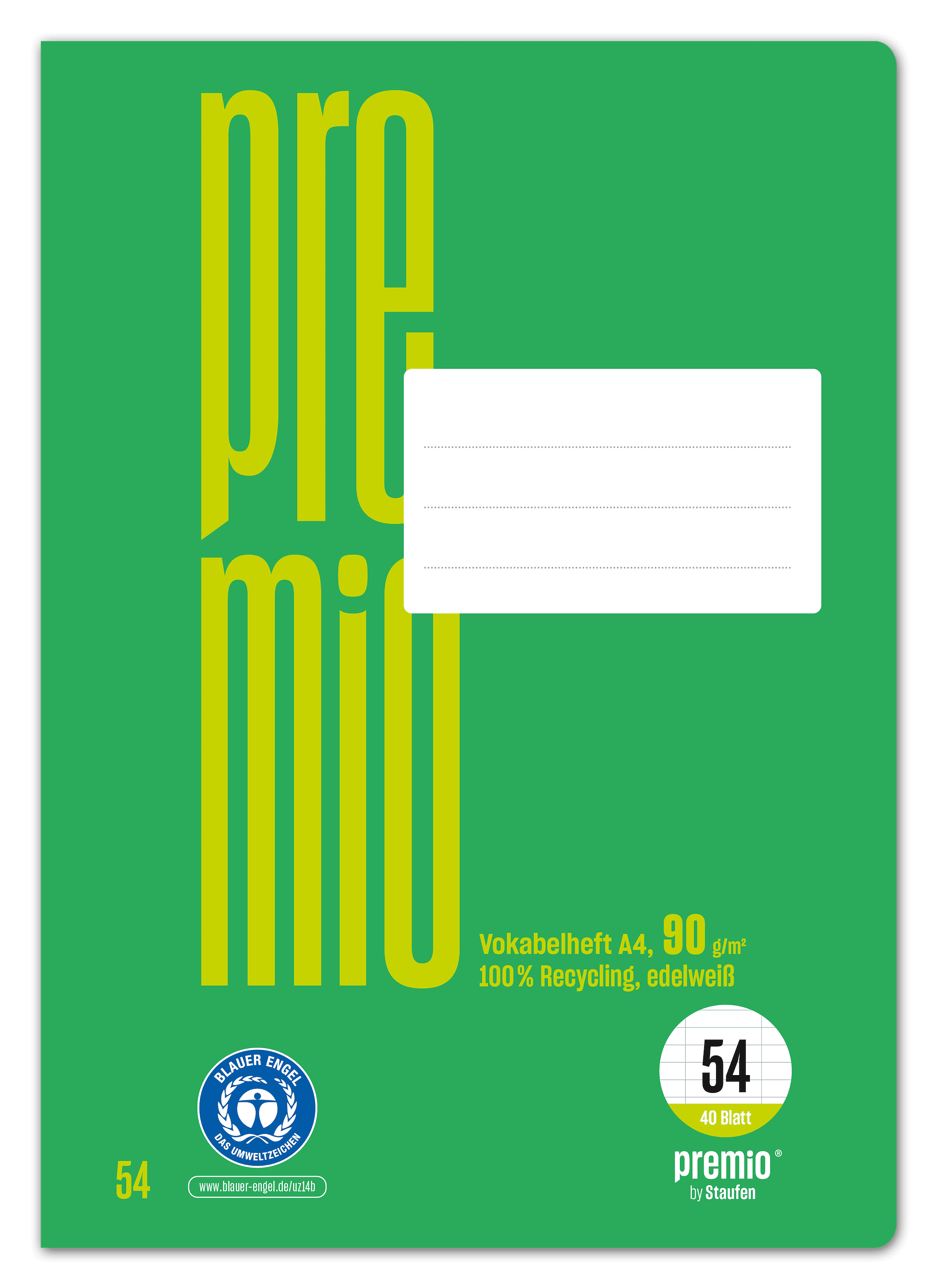 Ursus Green Vokabelheft A4 40 Blatt Lineatur 54