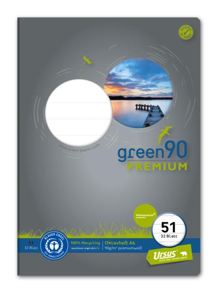 Ursus Green Oktavheft Lineatur 51 A6 32 Blatt 7mm liniert