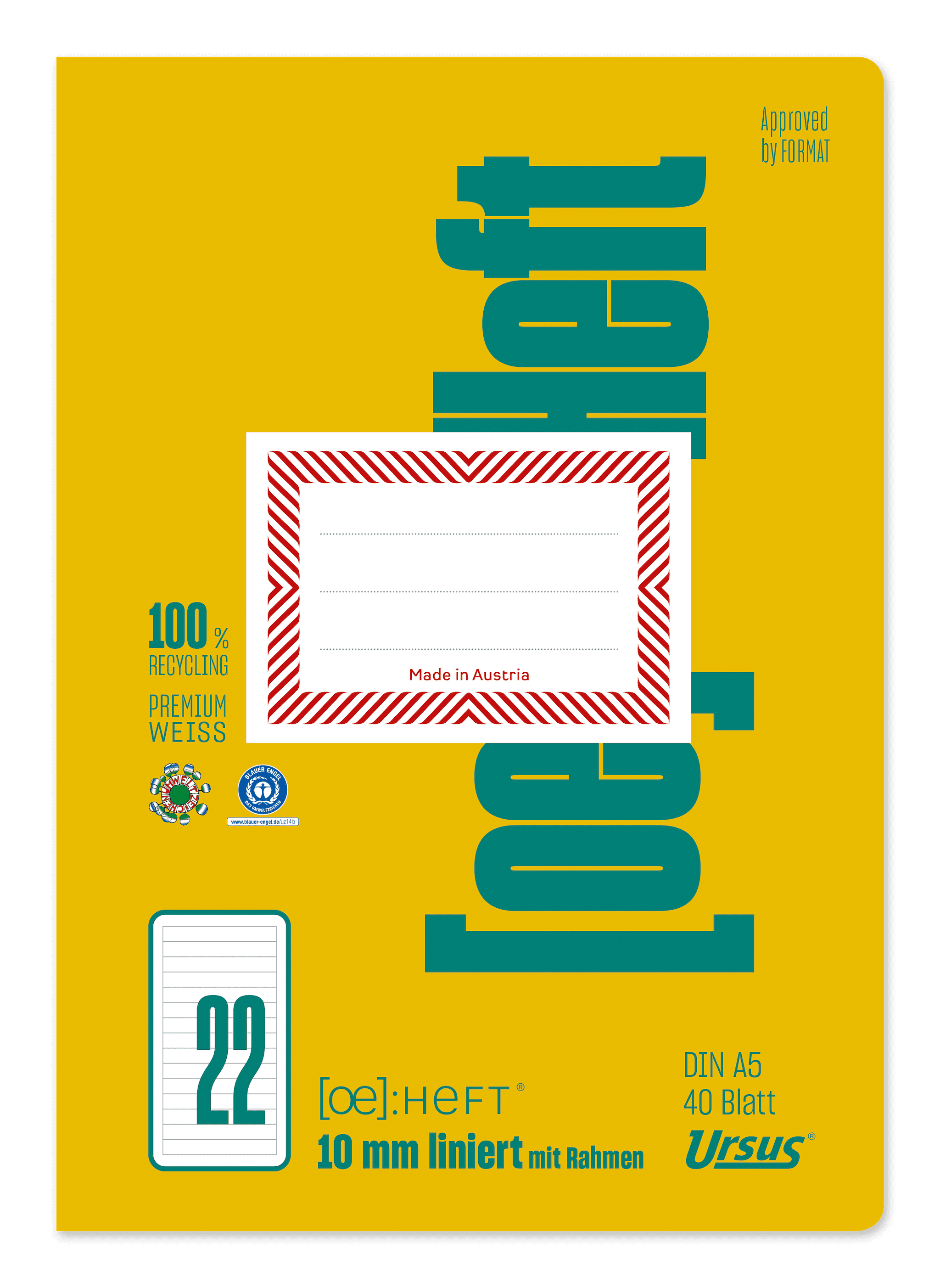 OE Heft OE.22 A5 40 Blatt 80g/m² 10mm liniert mit Rahmen