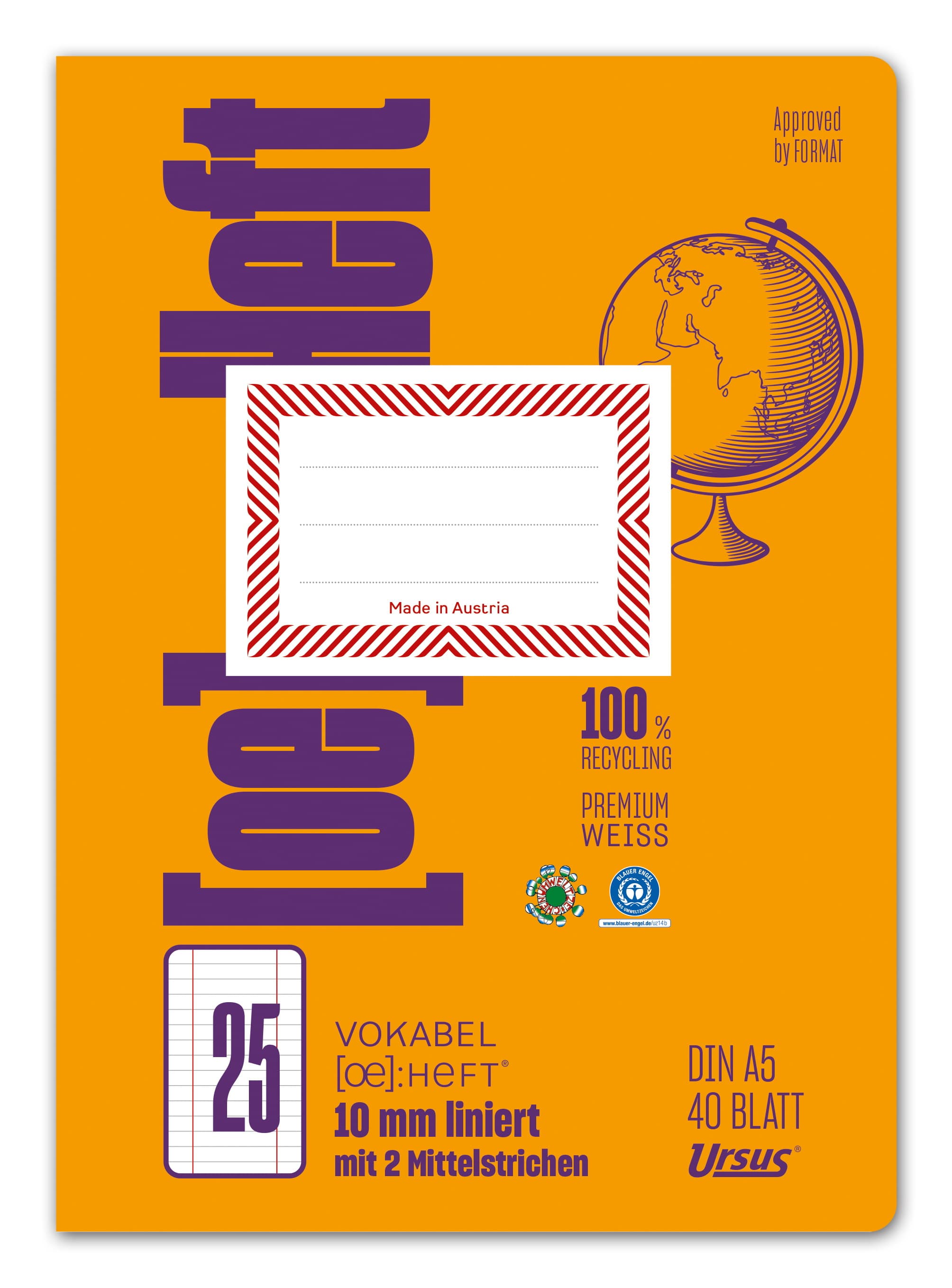 Ursus OE Vokabelheft OE25 A5 40 Blatt liniert