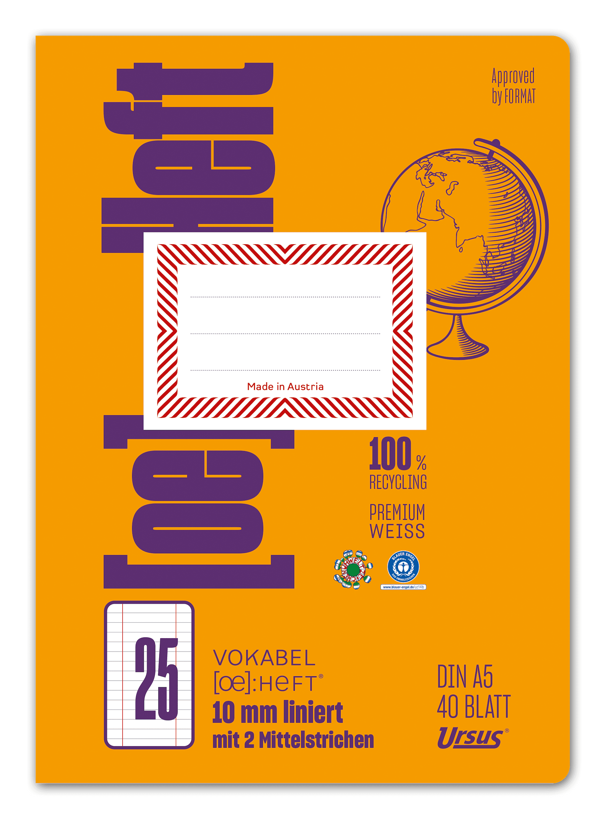 Ursus OE Vokabelheft OE25 A5 40 Blatt liniert