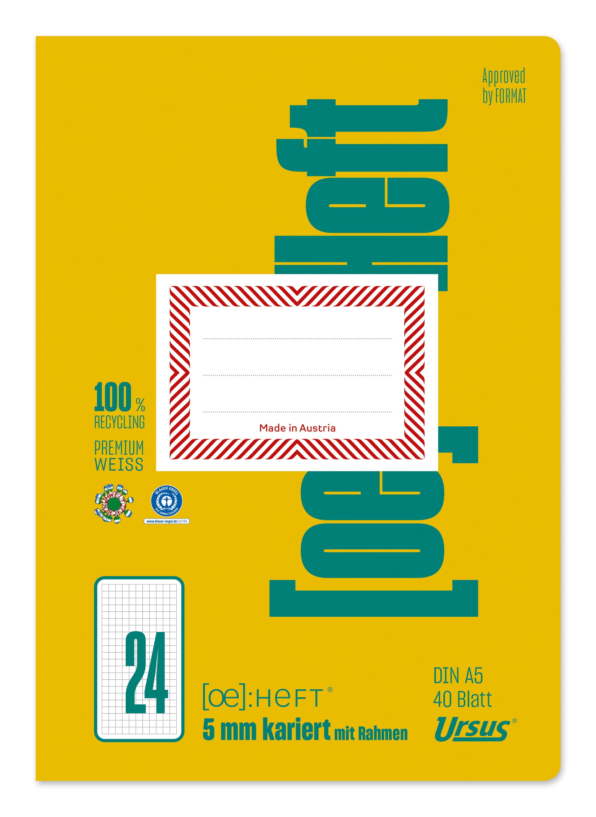 Ursus OE Heft OE24 A5 40 Blatt 5mm kariert mit Rahmen