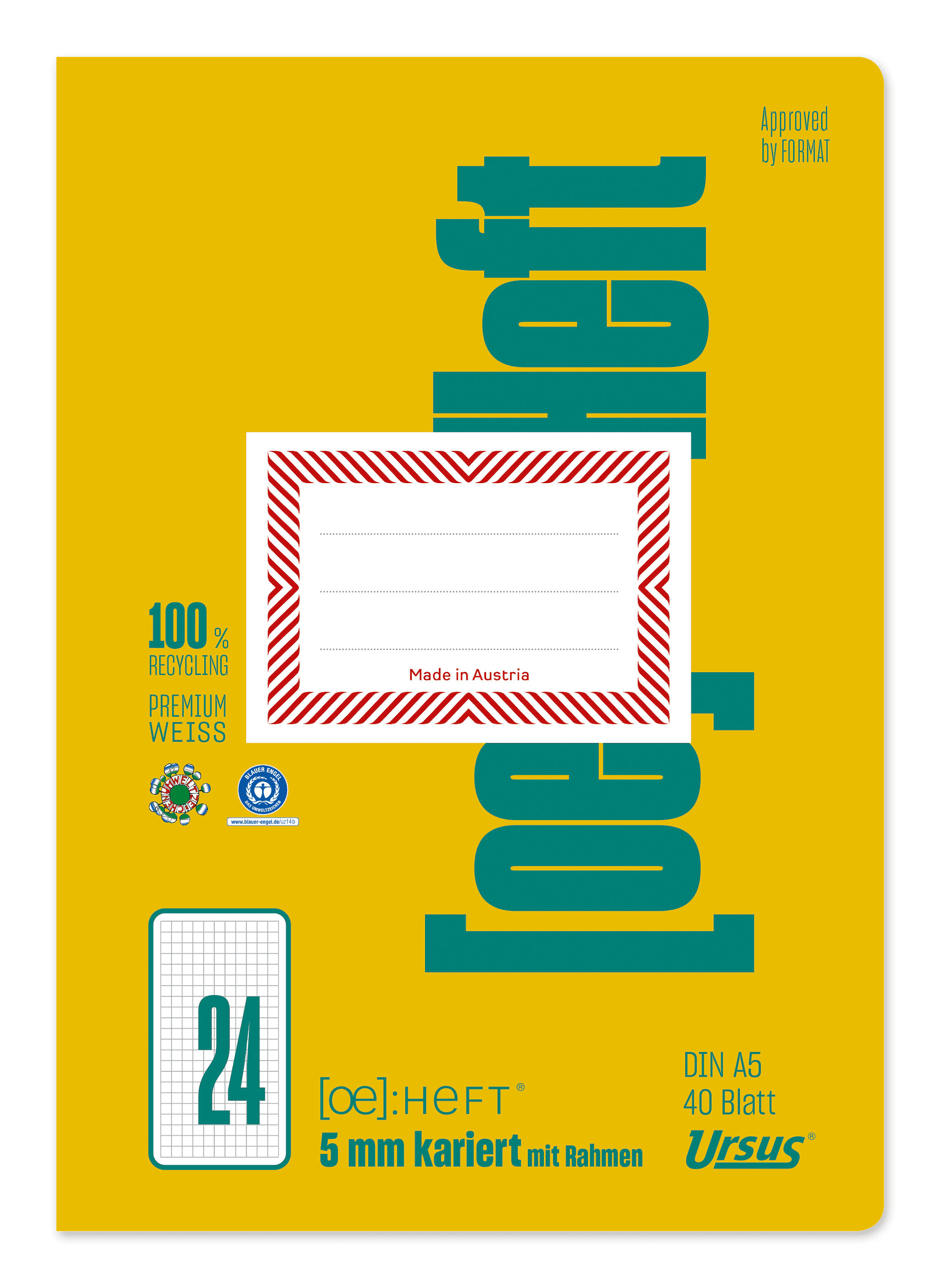 Ursus OE Heft OE24 A5 40 Blatt 5mm kariert mit Rahmen