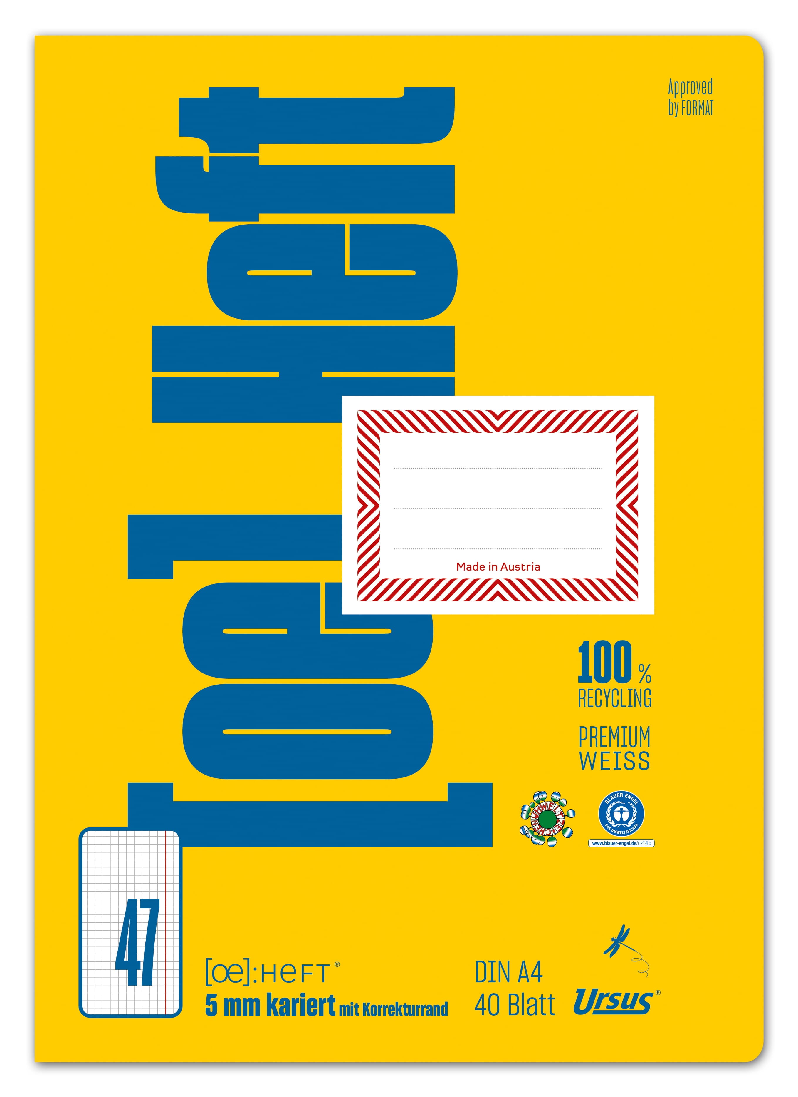 Ursus OE Heft OE47 A4 40 Blatt kariert