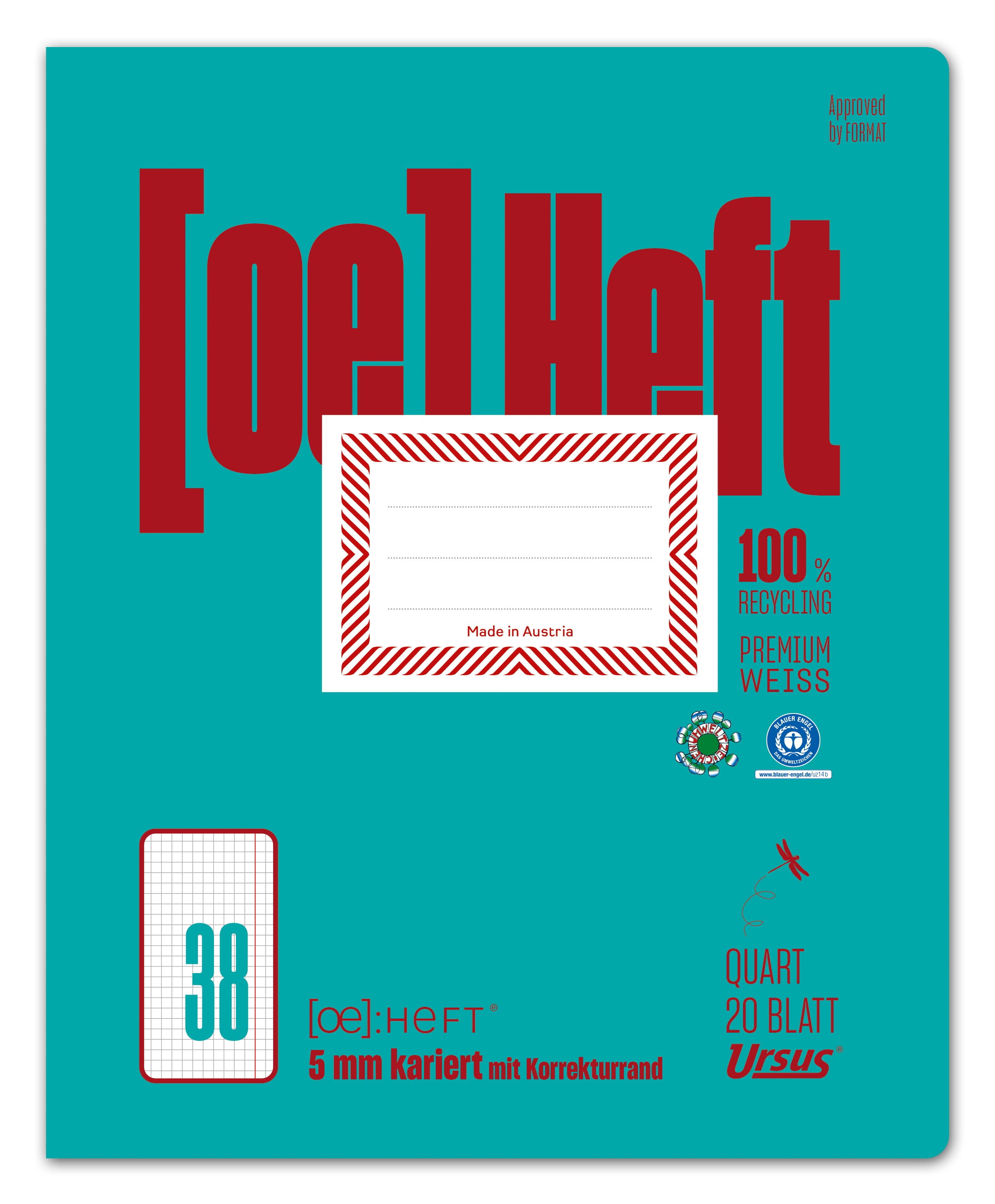 Ursus OE Heft OE38 Quart 20 Blatt 5mm kariert