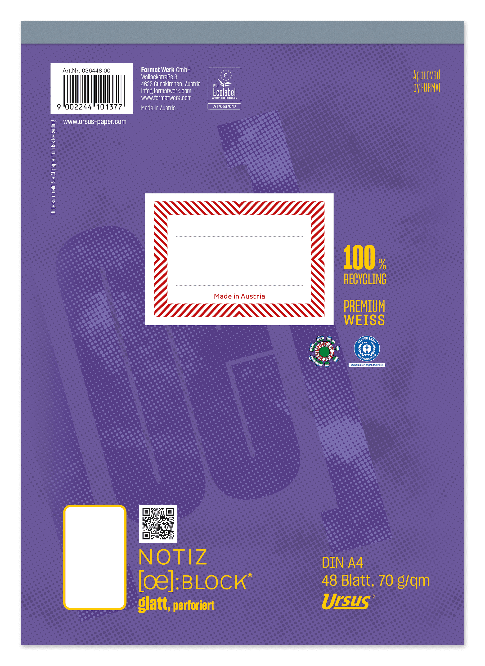 OE Notizblock A4 48 Blatt 70g/m² glatt perforiert