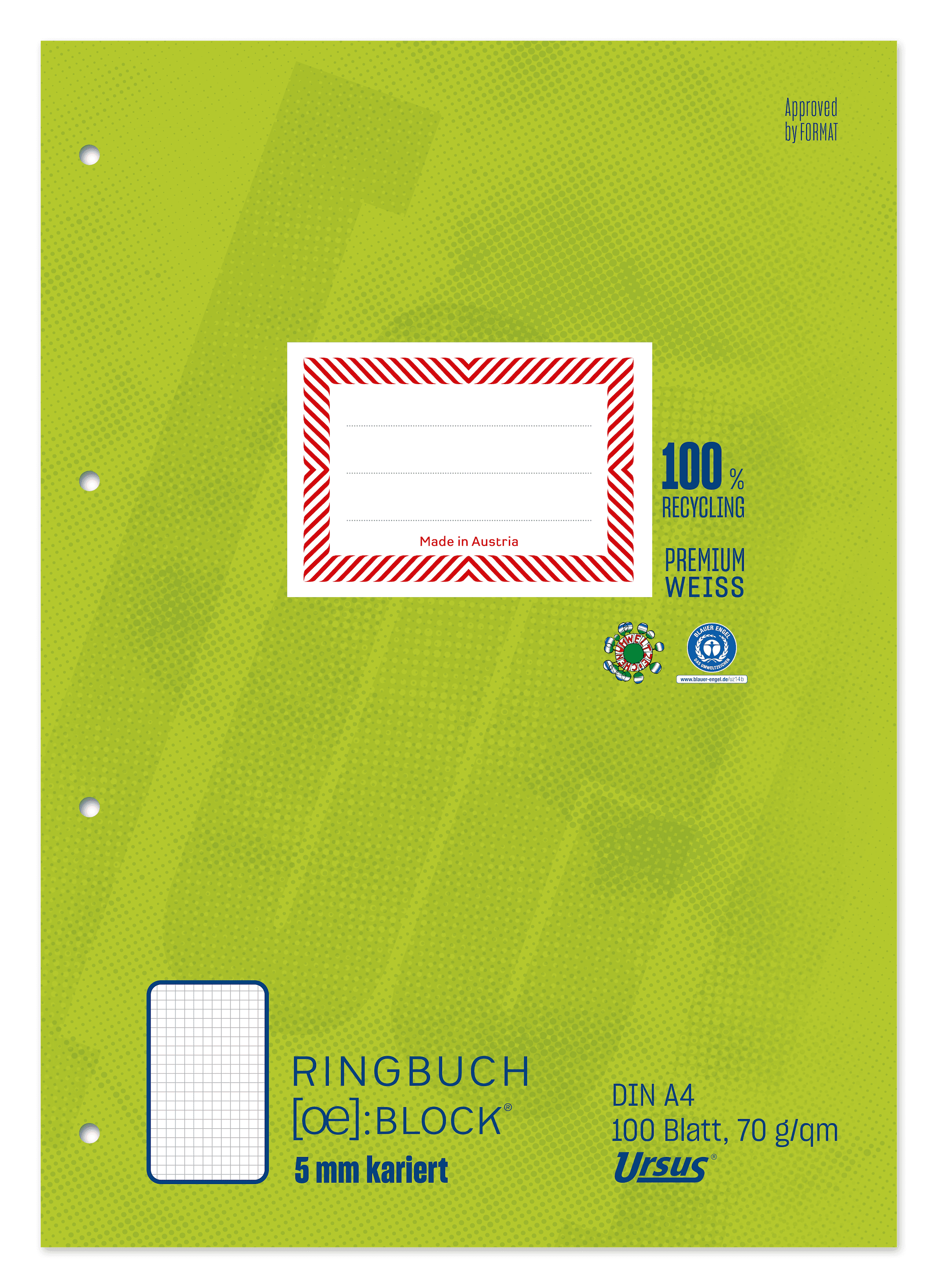 OE Ringbuchblock A4 100 Blatt 70g/m² 9mm liniert 4-Loch