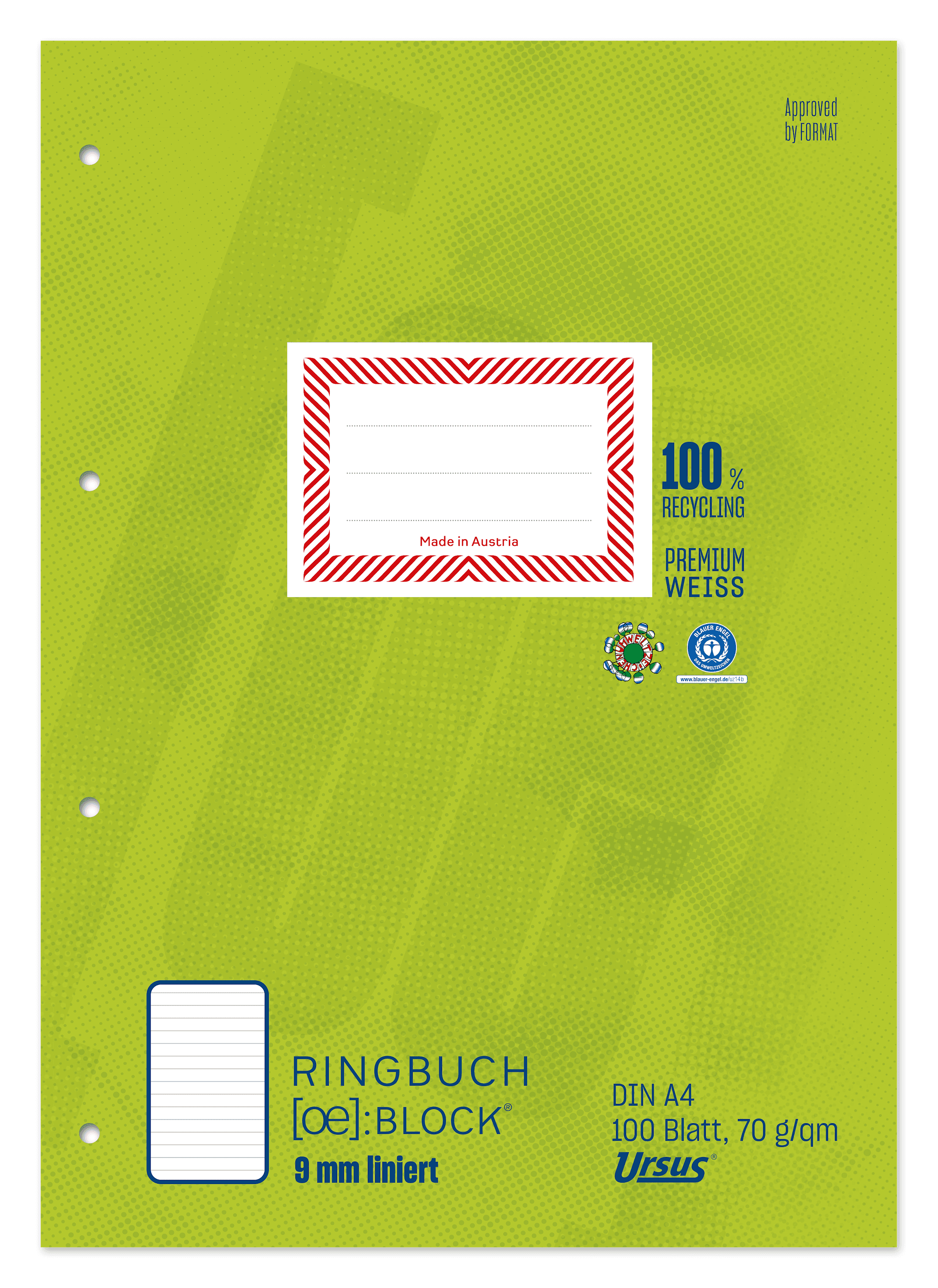 OE Ringbuchblock A4 100 Blatt 70g/m² 5mm kariert 4-Loch