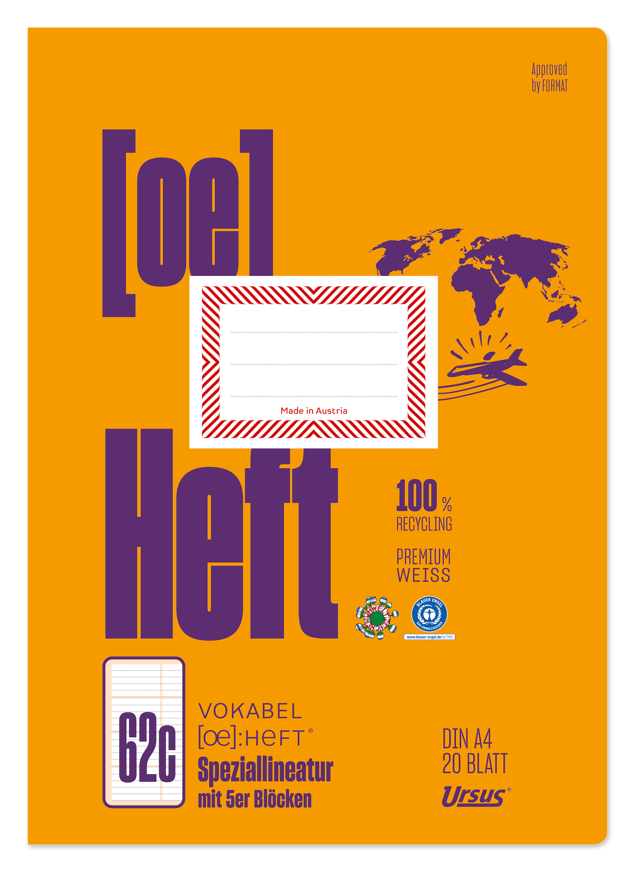 OE Vokabelheft A4 OE.62c A4 20 Blatt 80g/m² Vokabel 5er Methode