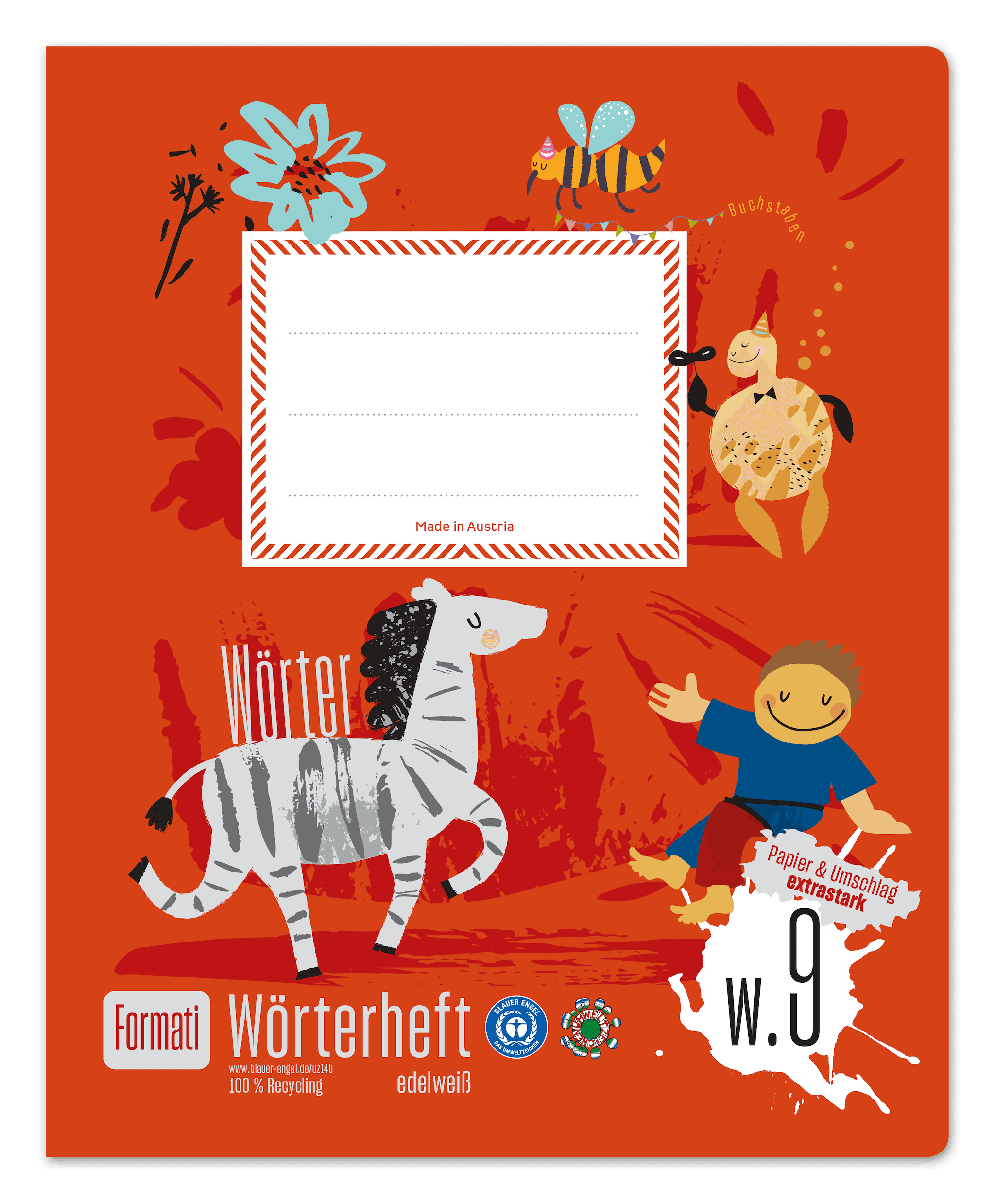 Formati Wörterheft W.9 Quart 20 Blatt 90g/m² 6/6/6mm lin.+ Mittelstrich