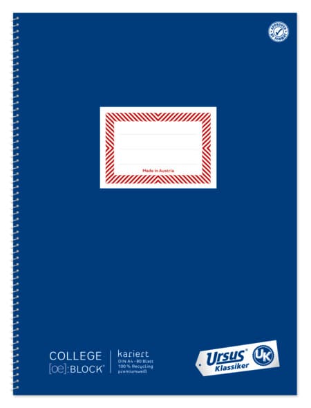 Ursus Klassiker Collegeblock A4 80 Blatt 5mm kariert