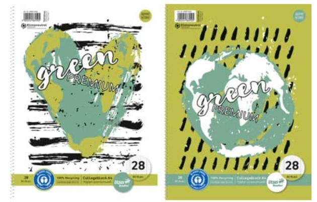 Ursus Green Premium Collegeblock A4 80 Blatt  Lineatur 28 sortiert