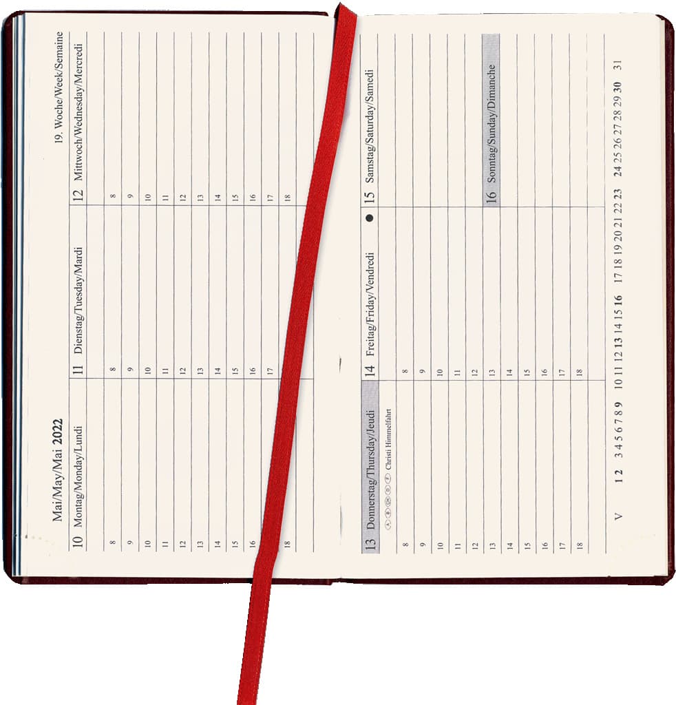 Buchkalender Diplomat Nebraska 3 Farben sortiert 8,7x15,3cm