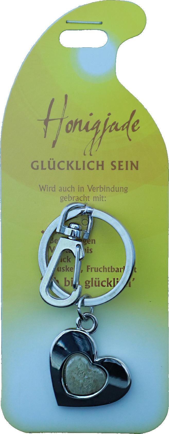 Schlüsselanhänger Glücklich sein - Honigjade