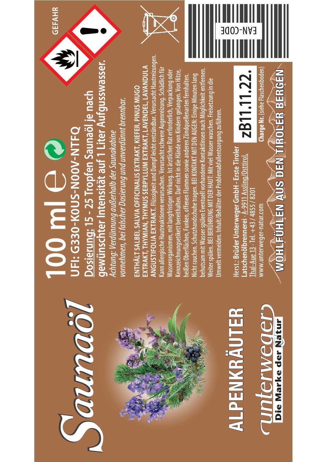 Produktbild unterweger Saunaöl Alpenkräuter 2 von 2