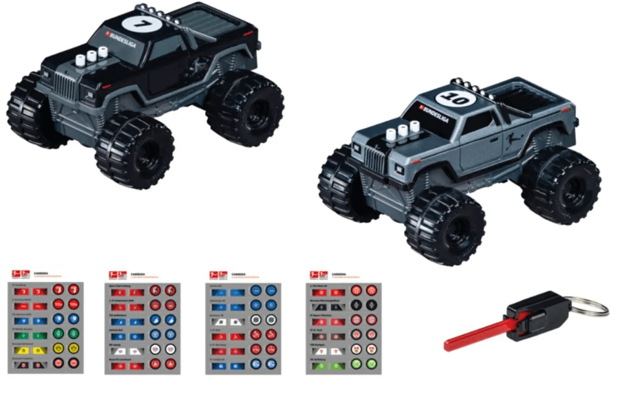 Carrera Key Racer Bundesliga Monster Truck Twinpack – 2 Fahrzeuge mit Startschlüssel, ab 3 Jahren