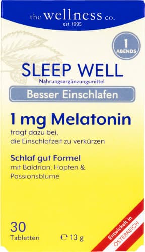 The Wellness Co Sleep Well Melatonin Baldrian Hopfen