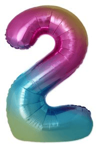 Artona - Folienballon: Rainbow Zahl 2, 86cm