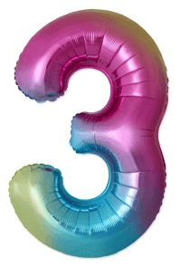 Artona - Folienballon: Rainbow Zahl 3, 86cm