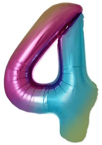 Artona - Folienballon: Rainbow Zahl 4, 86cm