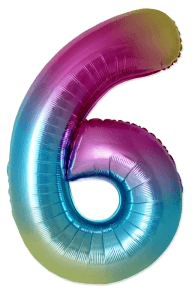 Artona - Folienballon: Rainbow Zahl 6, 86cm
