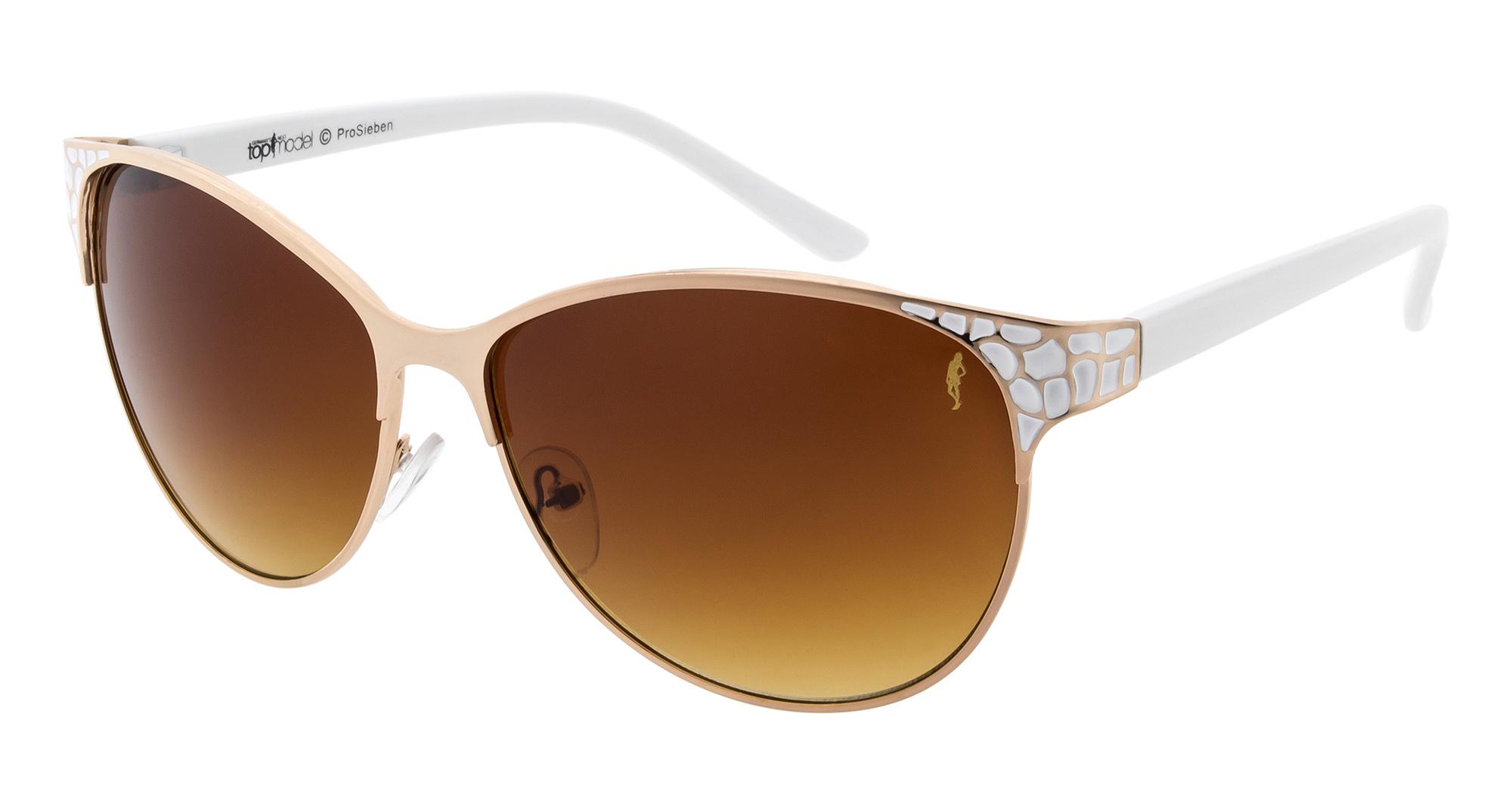 GNTM Sonnenbrille Gold mit weißen Bügeln