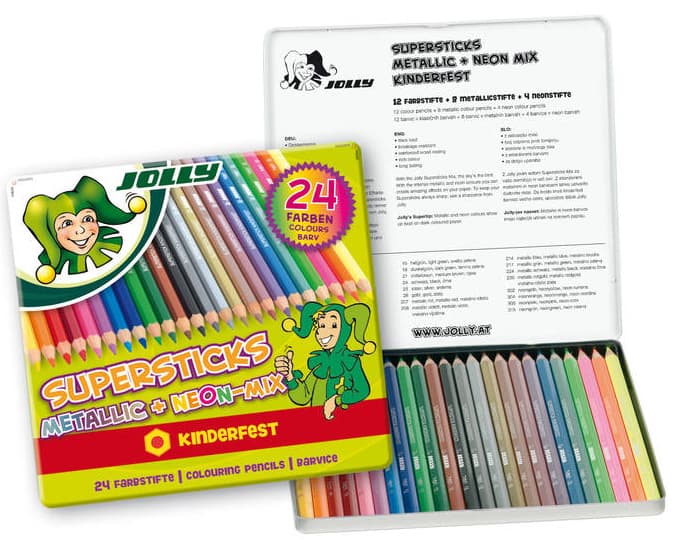 JOLLY Supersticks kinderfest NEONMIX 24er Metalletui