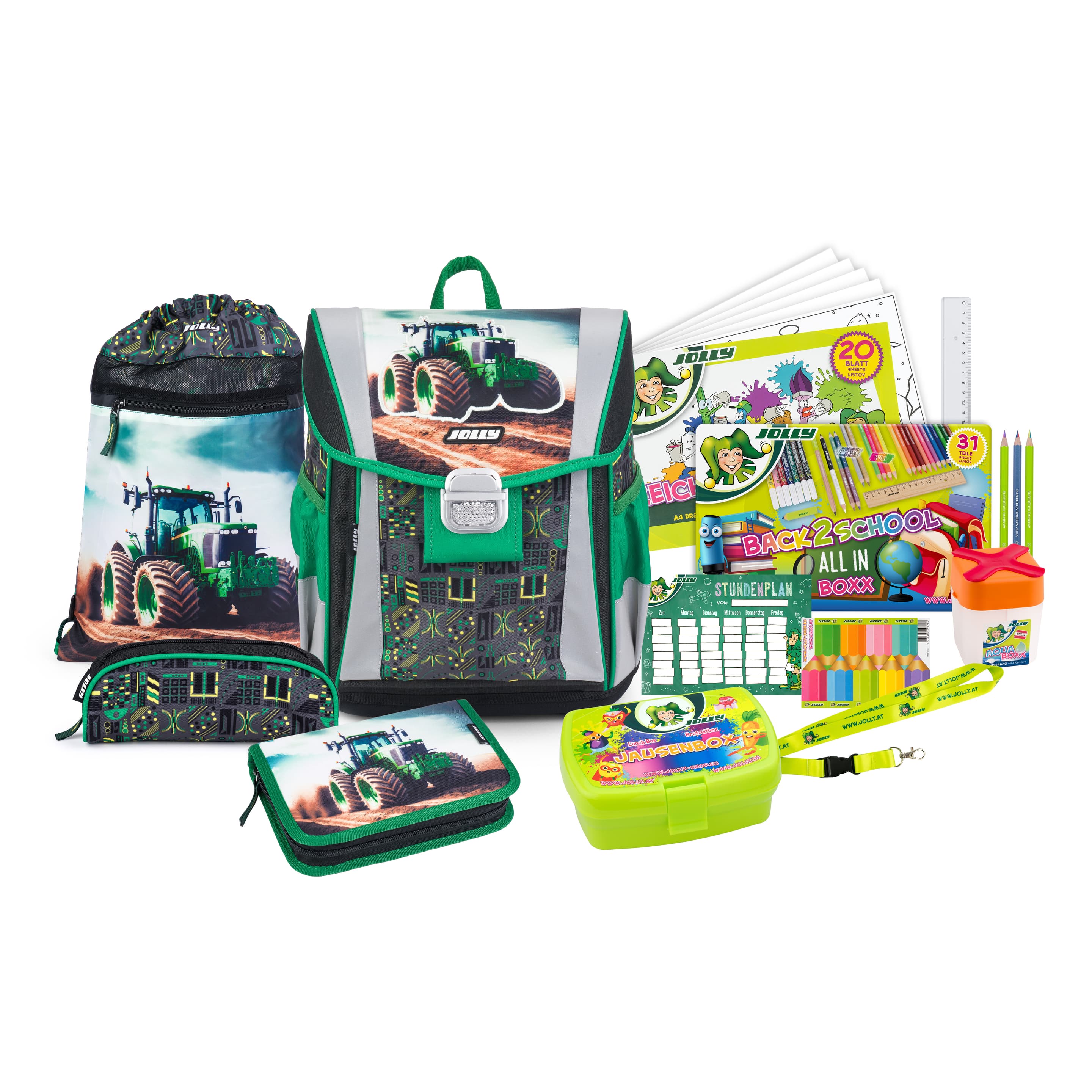 JOLLY Schultaschen-Set Classic Tractor 46teilig
