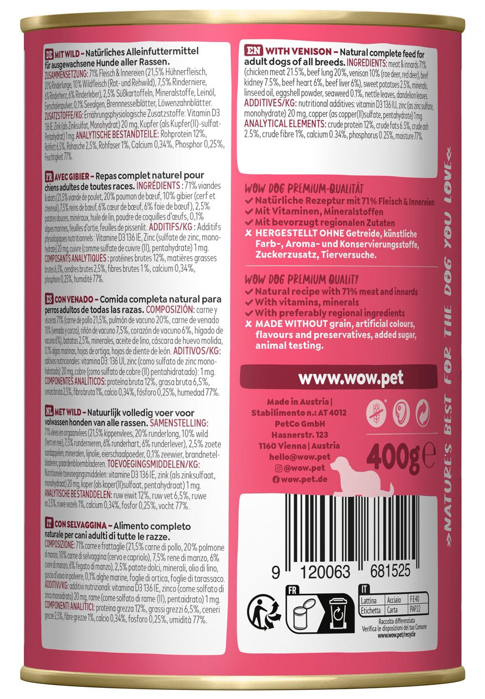 Produktbild WOW Hundenassfutter Adult Wild 2 von 2