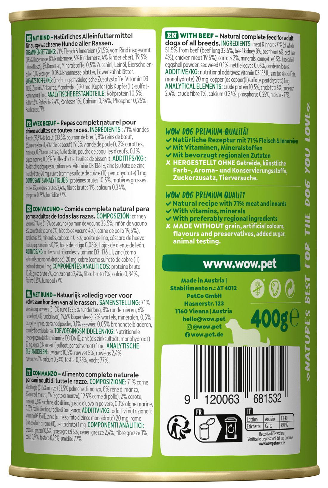Produktbild WOW Hundenassfutter Adult Rind 2 von 2