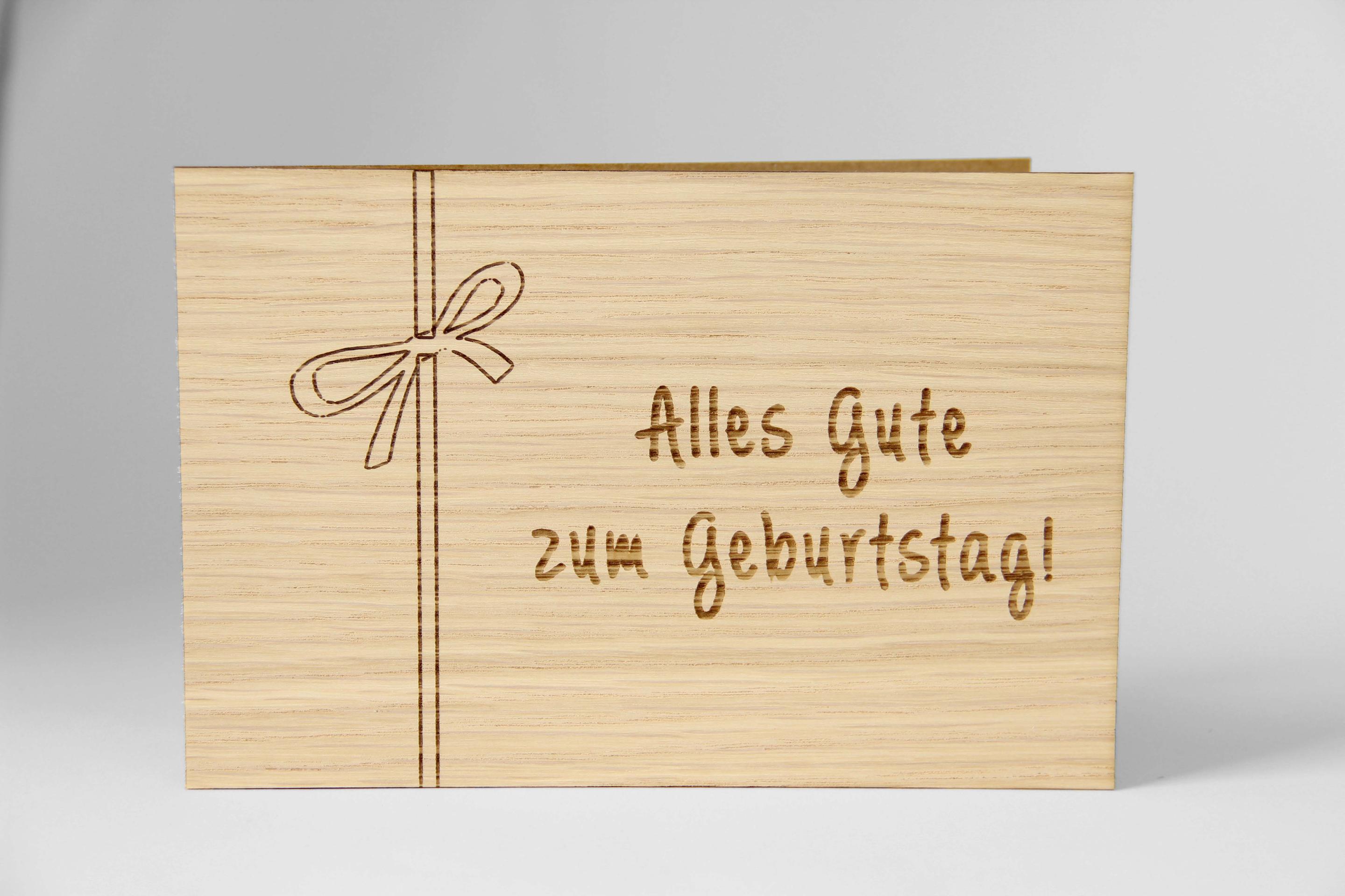 Produktbild Original Holzgrußkarte - Alles Gute zum Geburtstag, Schleife 2 von 2