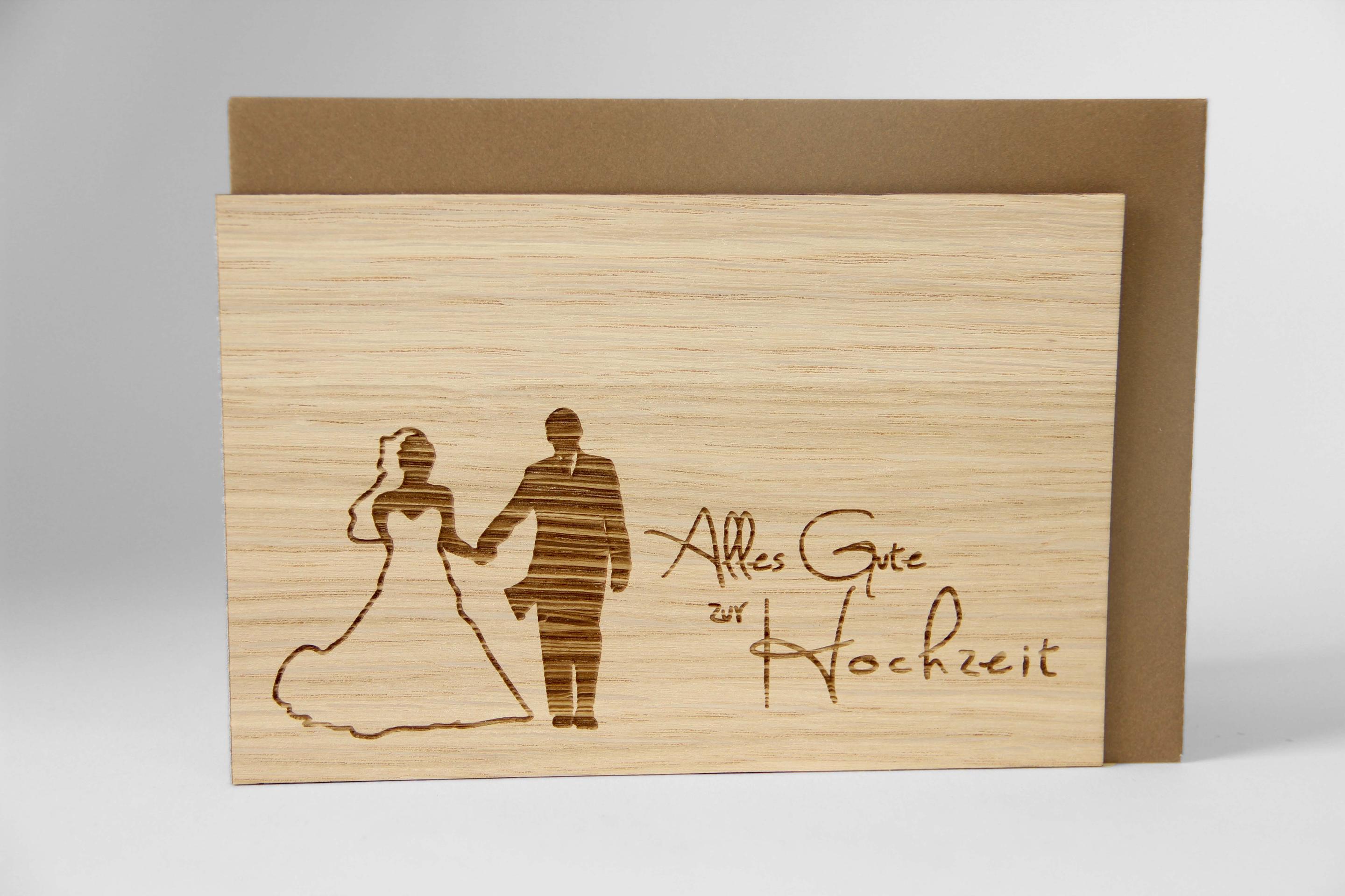 Original Holzgrußkarte - Alles Gute zur Hochzeit