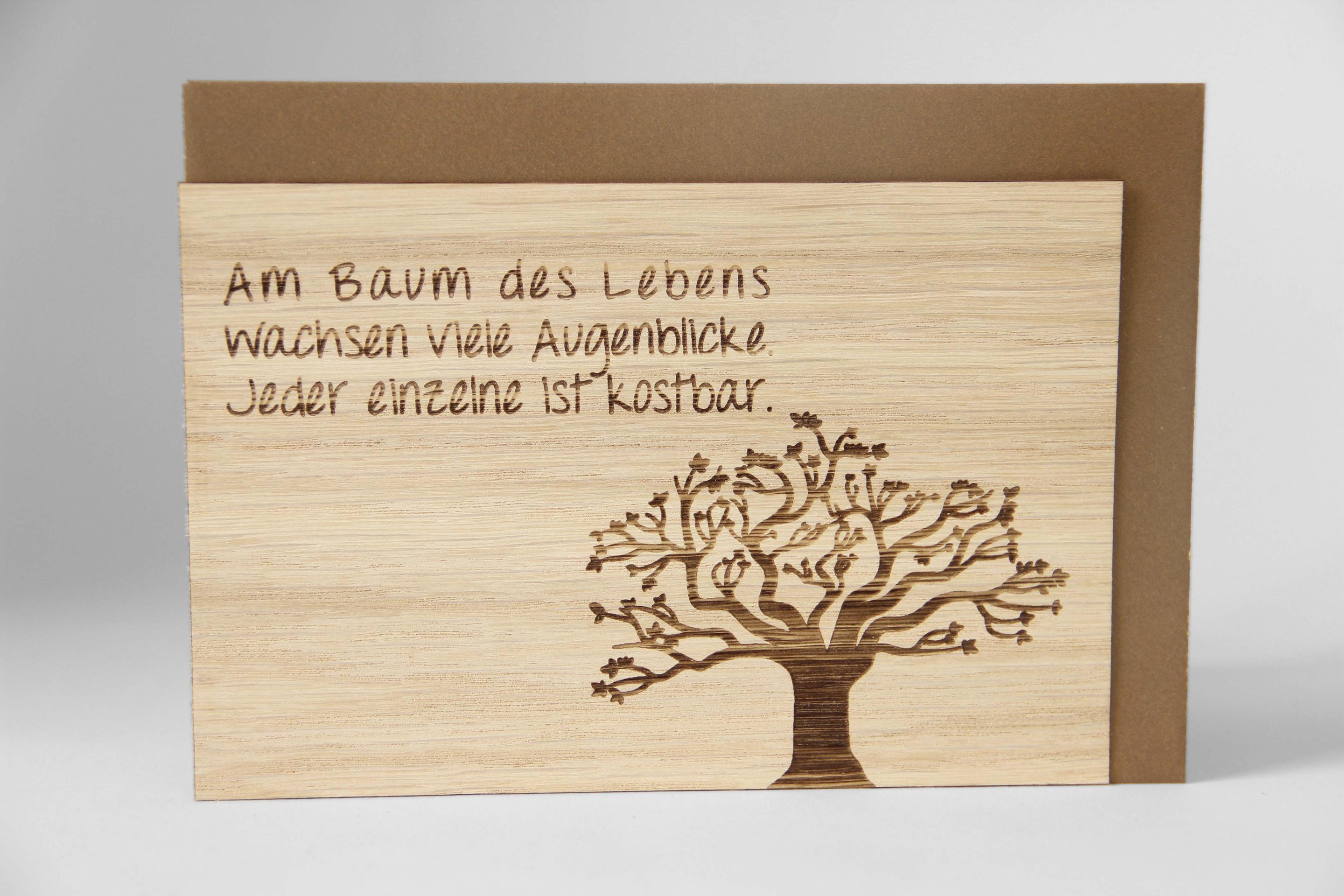 Original Holzgrußkarte - Baum des Lebens